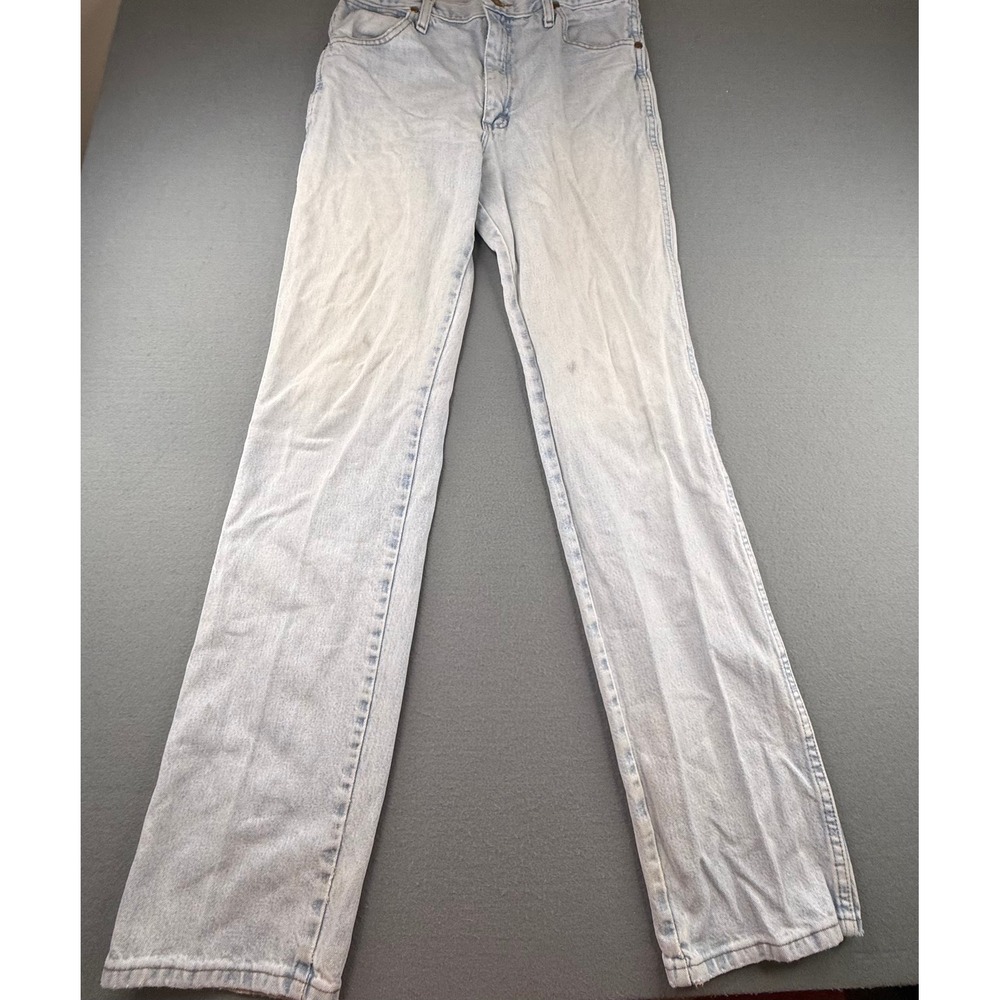 Wrangler Jeans Mens 32x36 Light Wash Cowboy Cut Straight Leg Denim Distressed